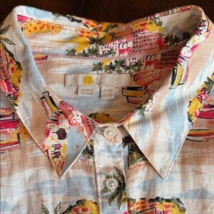Women's Tropical Print Linen Shirt